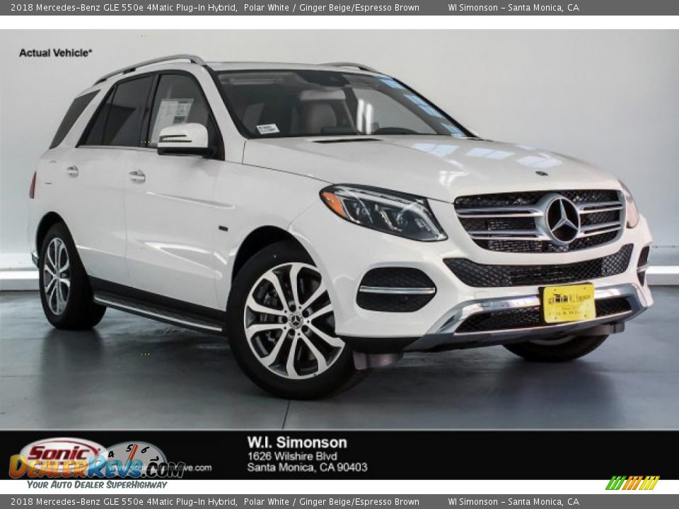 2018 Mercedes-Benz GLE 550e 4Matic Plug-In Hybrid Polar White / Ginger Beige/Espresso Brown Photo #1