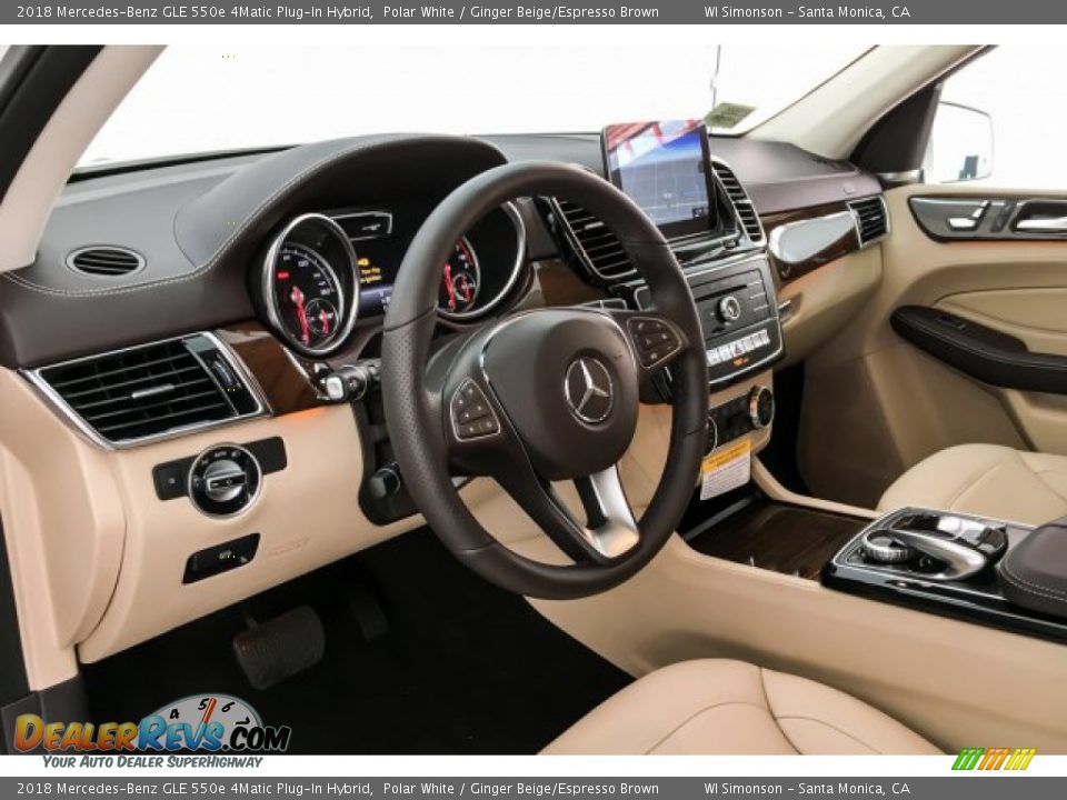 2018 Mercedes-Benz GLE 550e 4Matic Plug-In Hybrid Polar White / Ginger Beige/Espresso Brown Photo #4