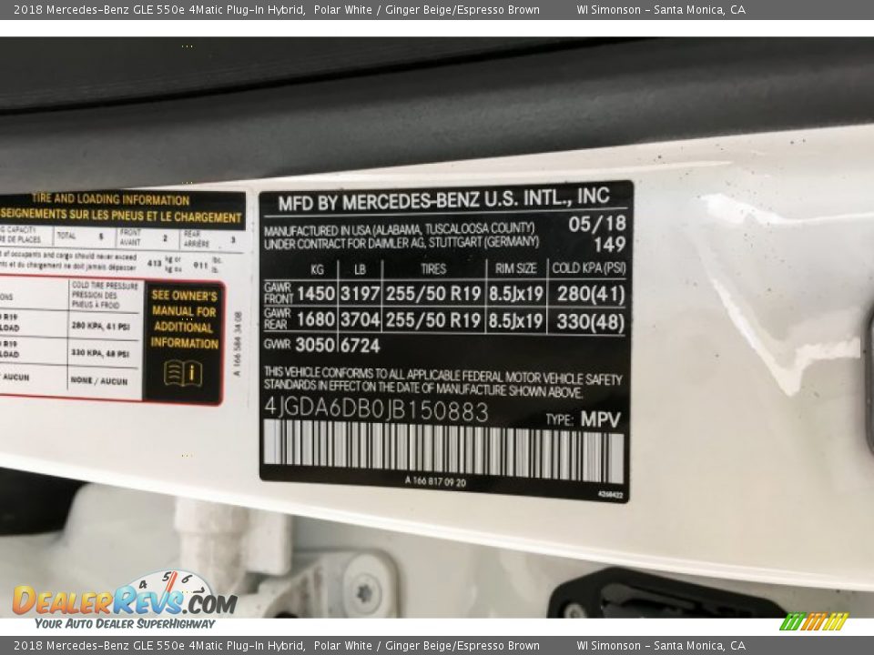 2018 Mercedes-Benz GLE 550e 4Matic Plug-In Hybrid Polar White / Ginger Beige/Espresso Brown Photo #11