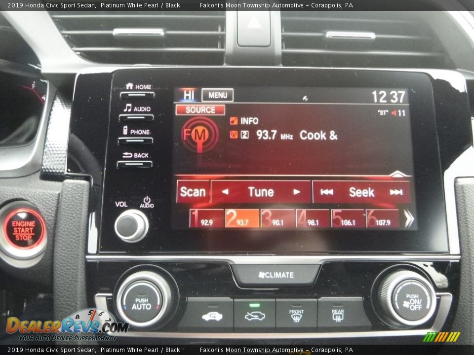 2019 Honda Civic Sport Sedan Platinum White Pearl / Black Photo #13
