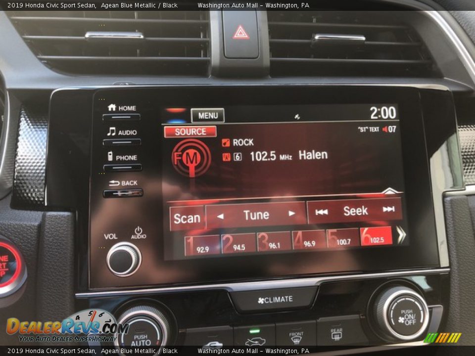 2019 Honda Civic Sport Sedan Agean Blue Metallic / Black Photo #17