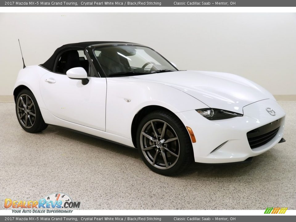 2017 Mazda MX-5 Miata Grand Touring Crystal Pearl White Mica / Black/Red Stitching Photo #2