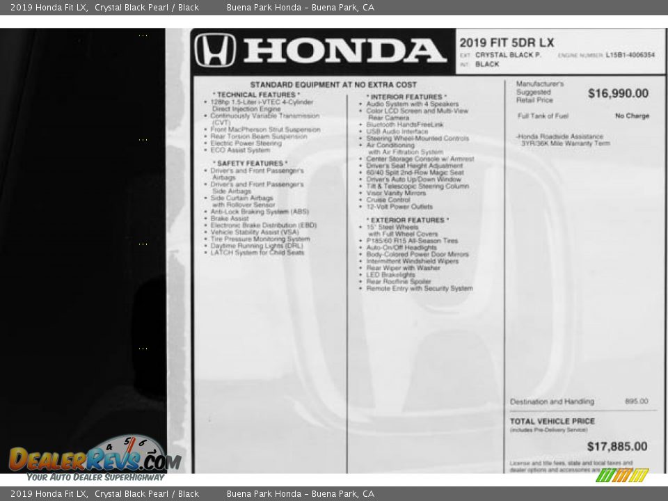 2019 Honda Fit LX Crystal Black Pearl / Black Photo #32