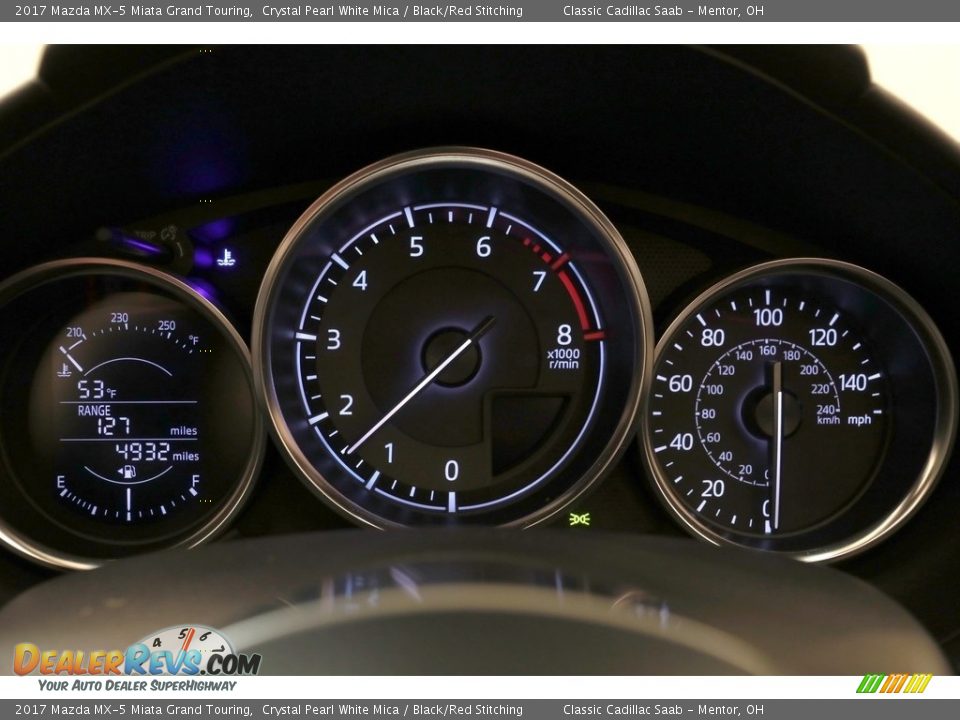 2017 Mazda MX-5 Miata Grand Touring Crystal Pearl White Mica / Black/Red Stitching Photo #10