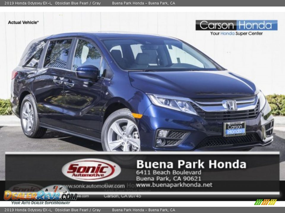 2019 Honda Odyssey EX-L Obsidian Blue Pearl / Gray Photo #1
