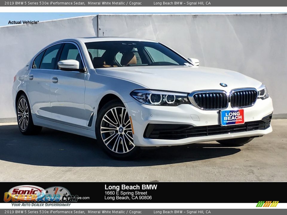 2019 BMW 5 Series 530e iPerformance Sedan Mineral White Metallic / Cognac Photo #1