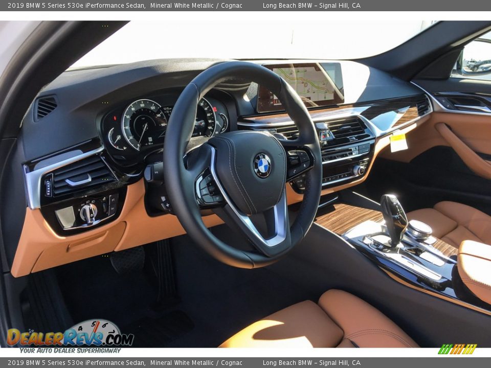 2019 BMW 5 Series 530e iPerformance Sedan Mineral White Metallic / Cognac Photo #4