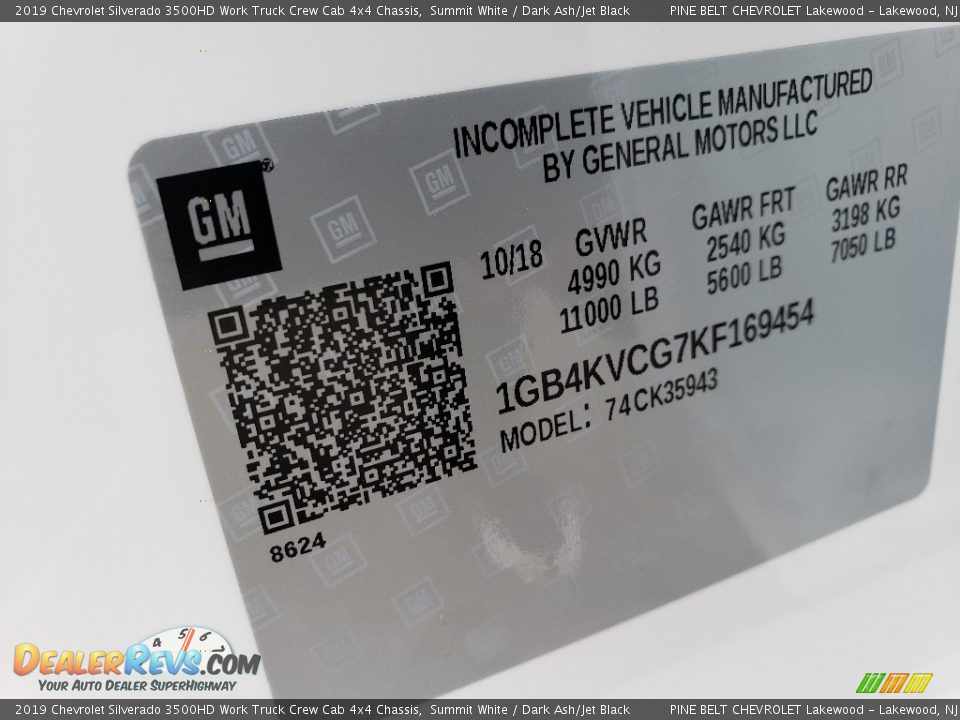 2019 Chevrolet Silverado 3500HD Work Truck Crew Cab 4x4 Chassis Summit White / Dark Ash/Jet Black Photo #9