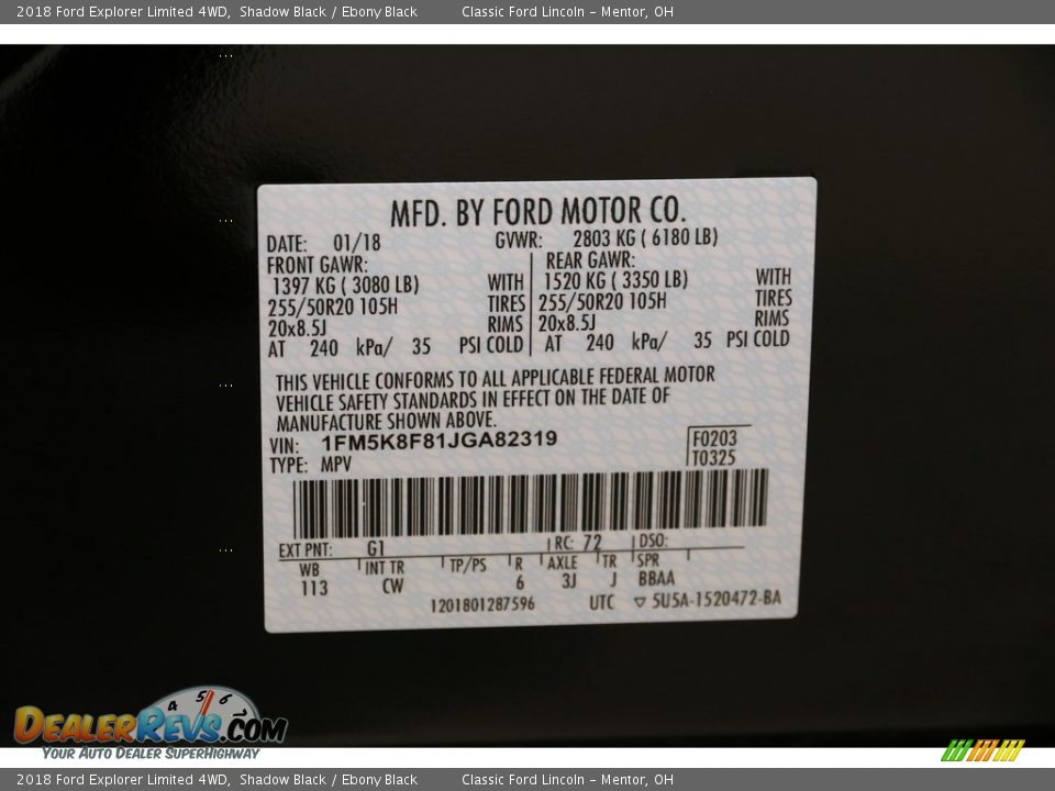 2018 Ford Explorer Limited 4WD Shadow Black / Ebony Black Photo #23
