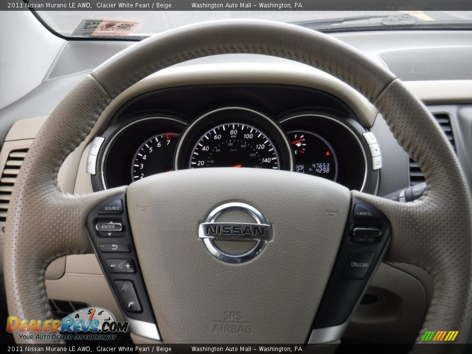 2011 Nissan Murano LE AWD Glacier White Pearl / Beige Photo #24