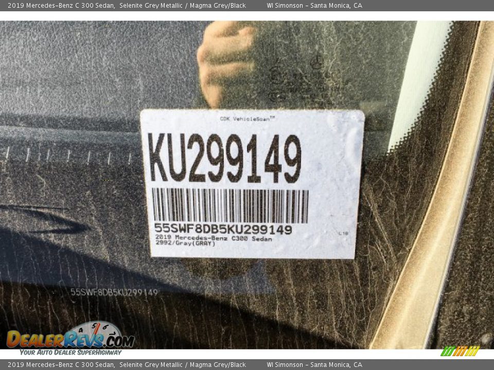 2019 Mercedes-Benz C 300 Sedan Selenite Grey Metallic / Magma Grey/Black Photo #11