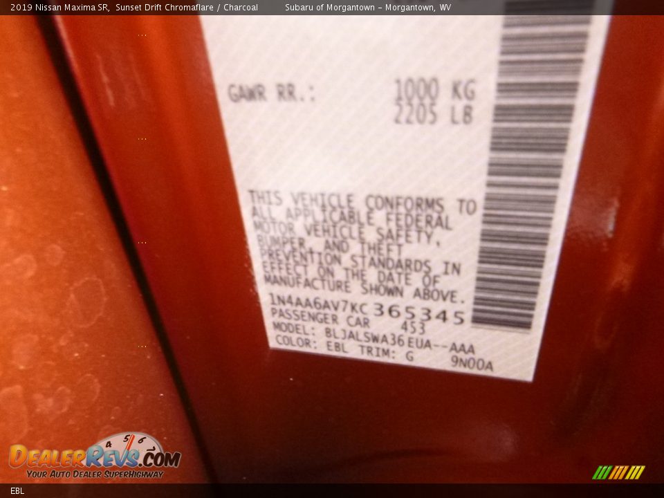 Nissan Color Code EBL Sunset Drift Chromaflare