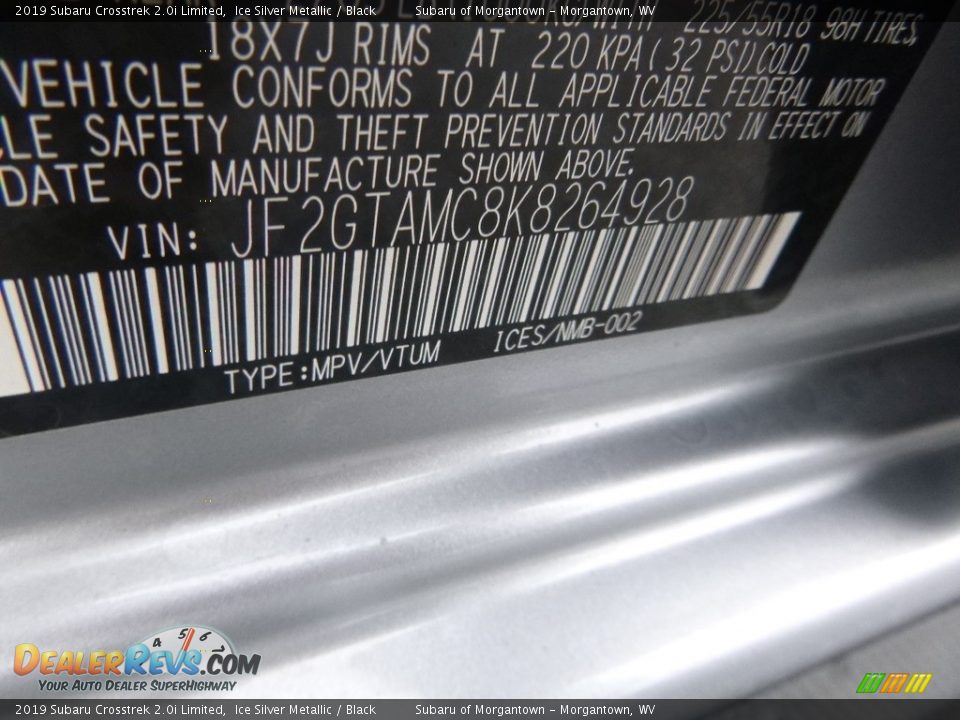 2019 Subaru Crosstrek 2.0i Limited Ice Silver Metallic / Black Photo #15