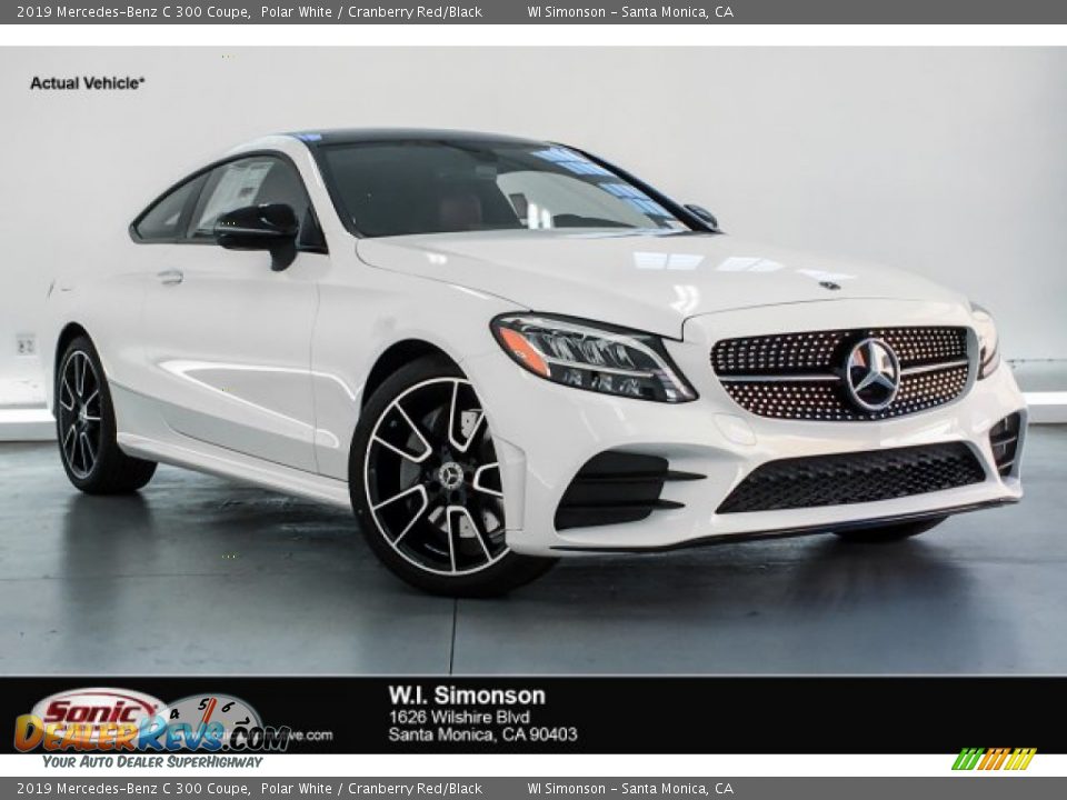2019 Mercedes-Benz C 300 Coupe Polar White / Cranberry Red/Black Photo #1
