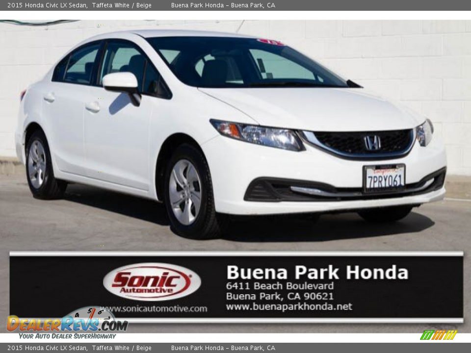 2015 Honda Civic LX Sedan Taffeta White / Beige Photo #1