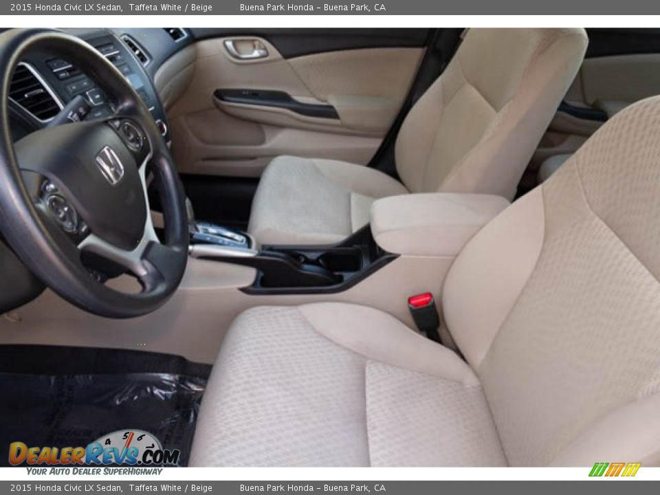 2015 Honda Civic LX Sedan Taffeta White / Beige Photo #3