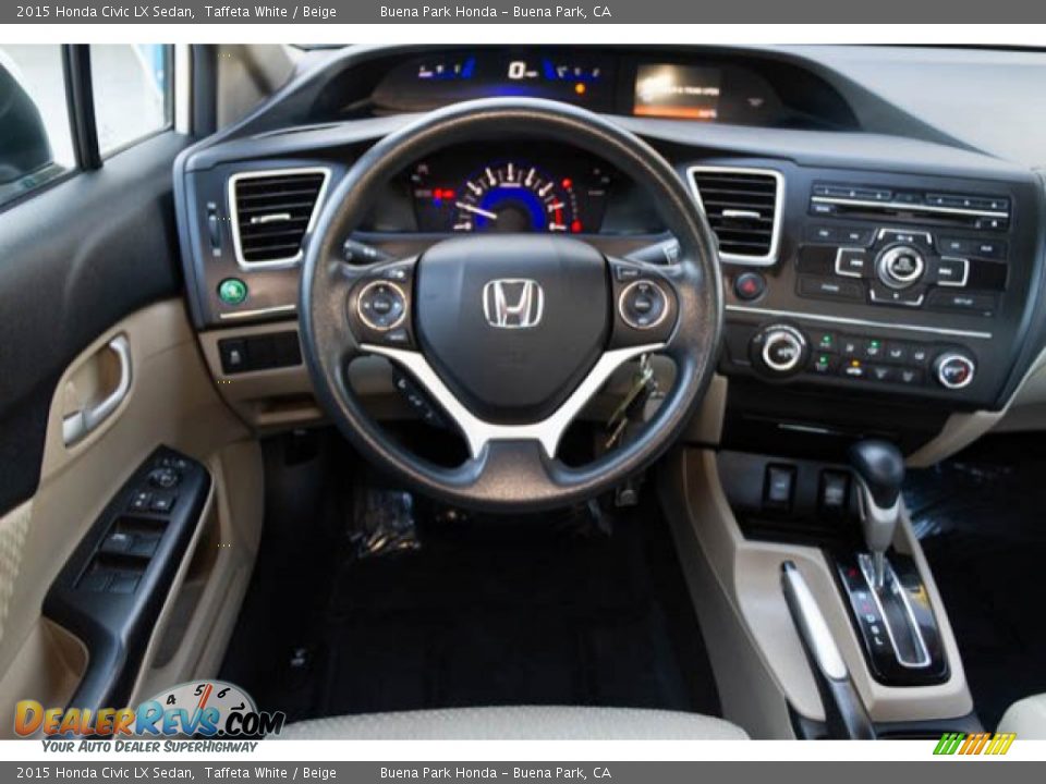 2015 Honda Civic LX Sedan Taffeta White / Beige Photo #5