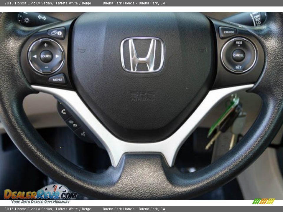 2015 Honda Civic LX Sedan Taffeta White / Beige Photo #14