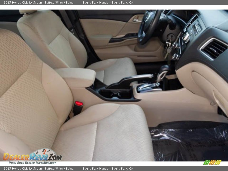 2015 Honda Civic LX Sedan Taffeta White / Beige Photo #21