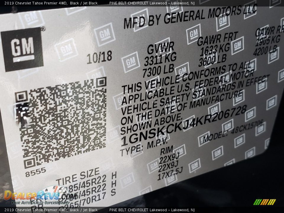 2019 Chevrolet Tahoe Premier 4WD Black / Jet Black Photo #7