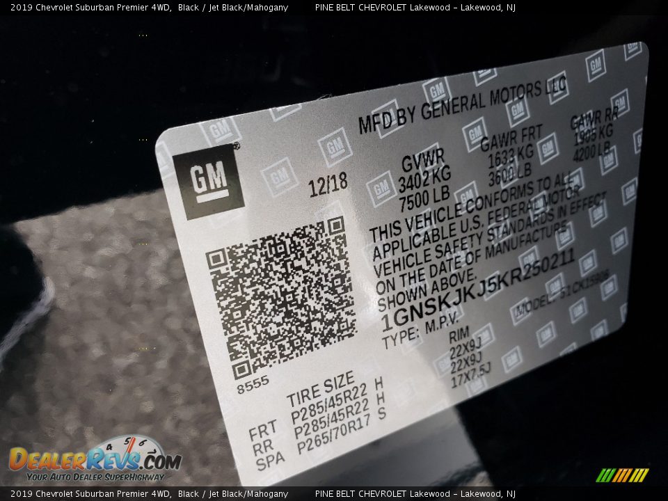 2019 Chevrolet Suburban Premier 4WD Black / Jet Black/Mahogany Photo #9