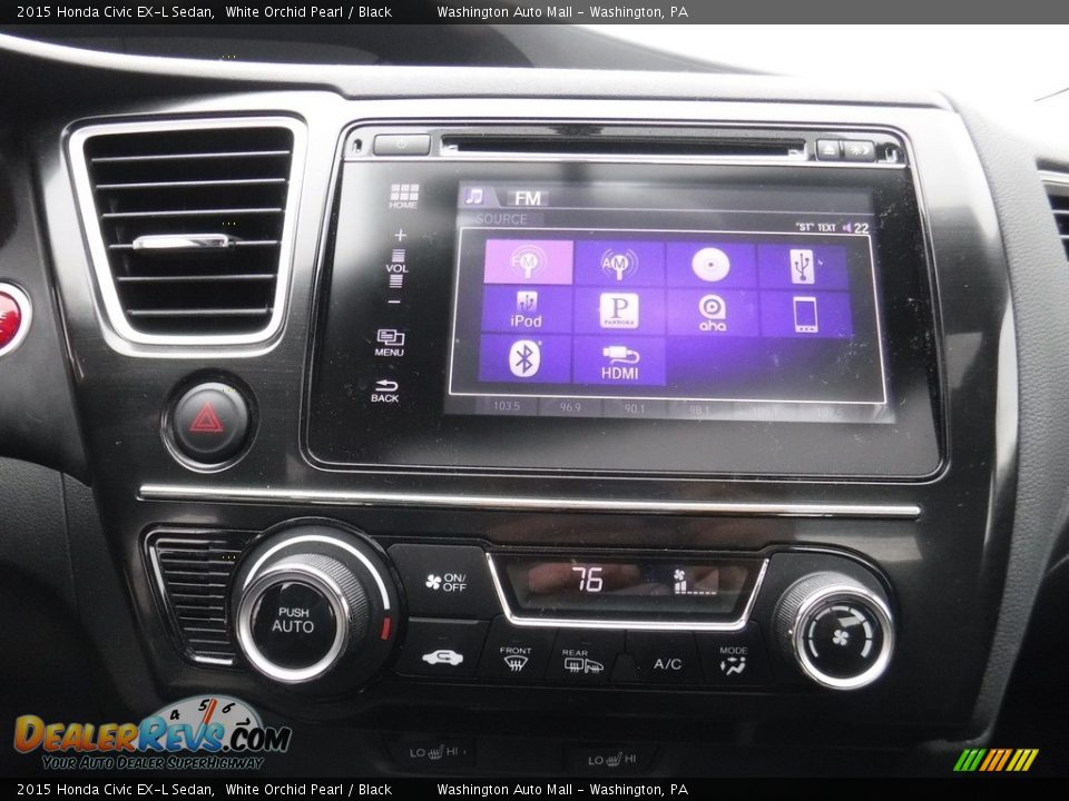 2015 Honda Civic EX-L Sedan White Orchid Pearl / Black Photo #16
