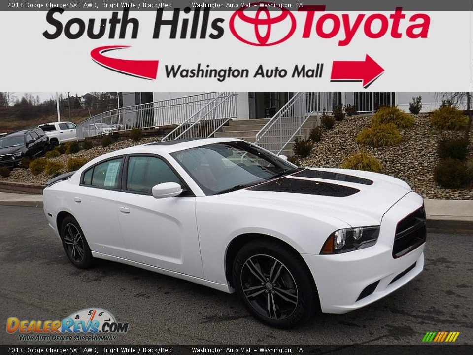 2013 Dodge Charger SXT AWD Bright White / Black/Red Photo #1