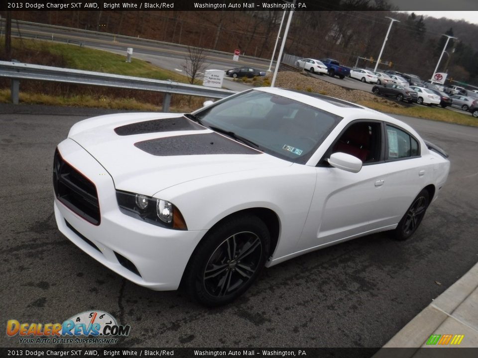 2013 Dodge Charger SXT AWD Bright White / Black/Red Photo #7