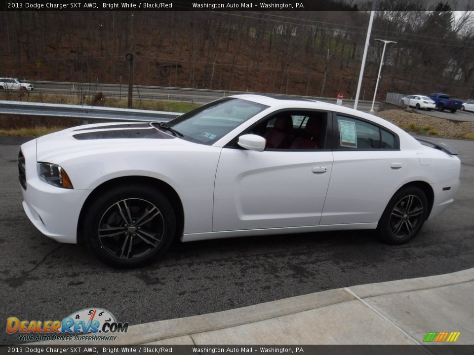 2013 Dodge Charger SXT AWD Bright White / Black/Red Photo #8