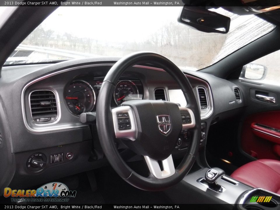 2013 Dodge Charger SXT AWD Bright White / Black/Red Photo #14