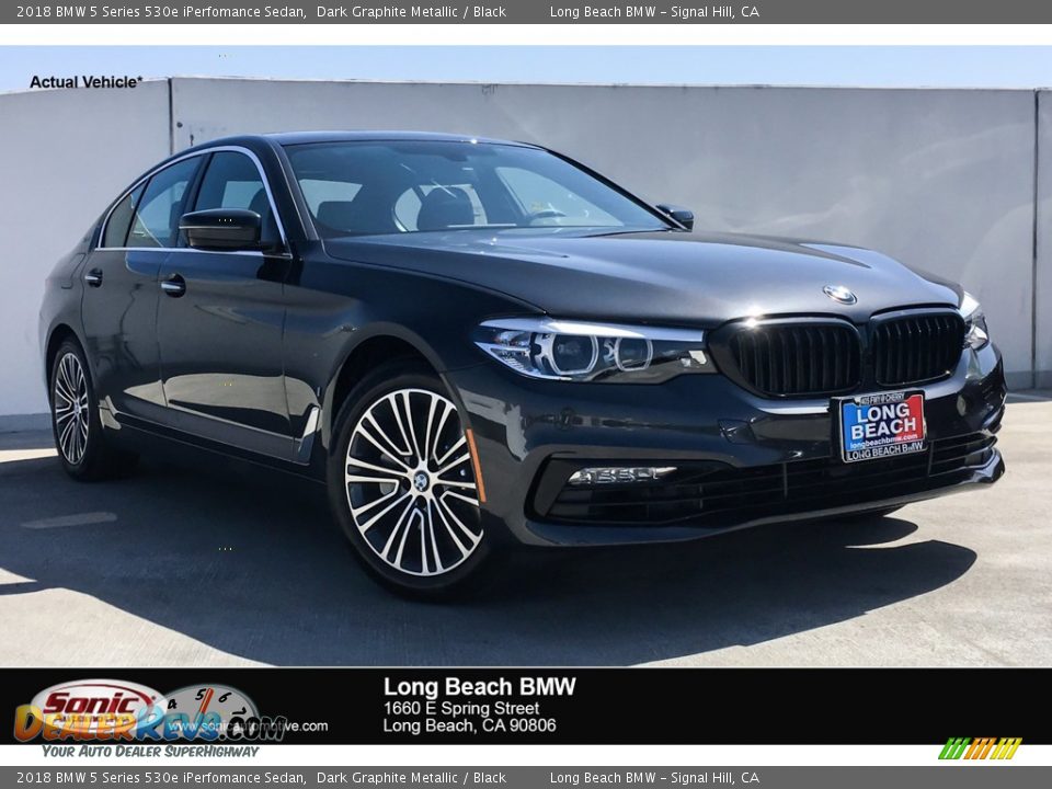 2018 BMW 5 Series 530e iPerfomance Sedan Dark Graphite Metallic / Black Photo #1