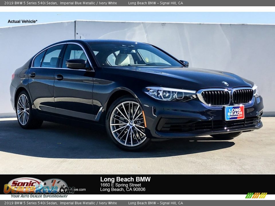 2019 BMW 5 Series 540i Sedan Imperial Blue Metallic / Ivory White Photo #1