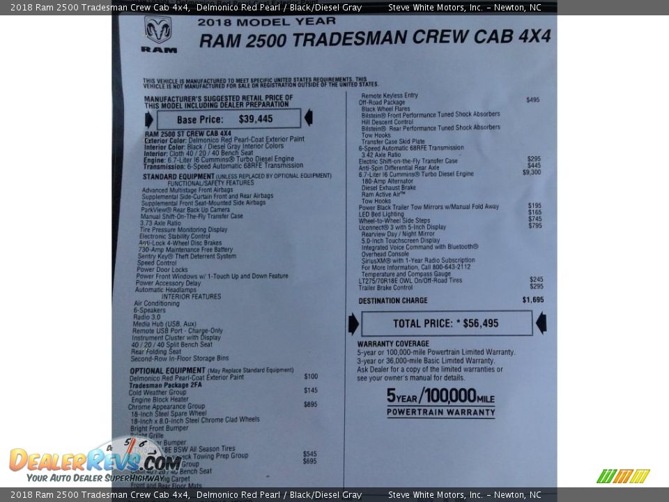 2018 Ram 2500 Tradesman Crew Cab 4x4 Delmonico Red Pearl / Black/Diesel Gray Photo #30