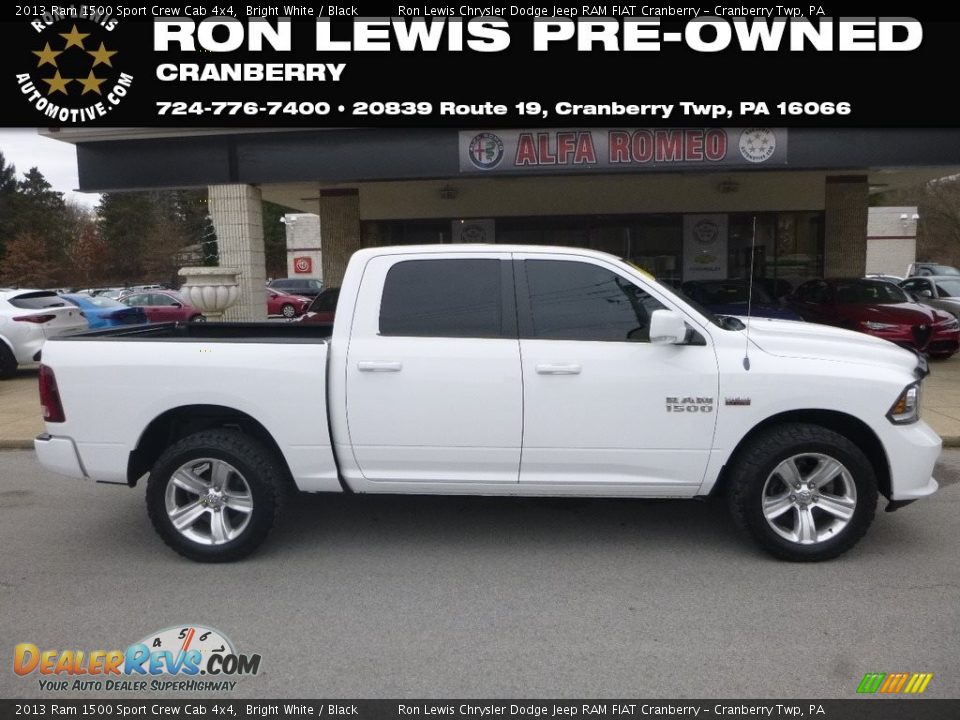 2013 Ram 1500 Sport Crew Cab 4x4 Bright White / Black Photo #1