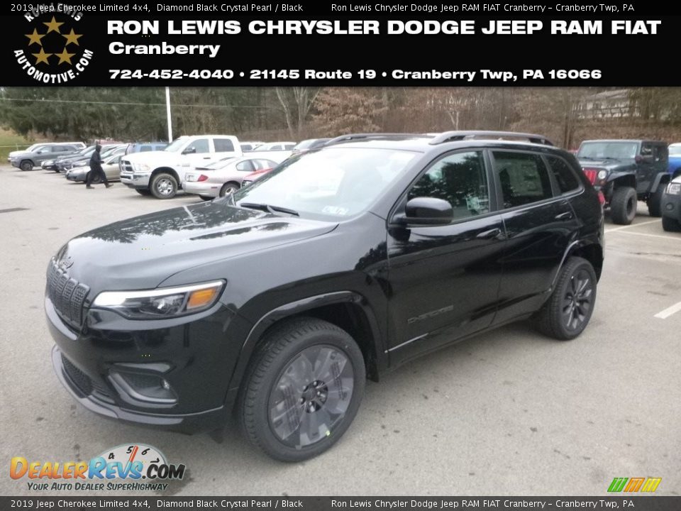 2019 Jeep Cherokee Limited 4x4 Diamond Black Crystal Pearl / Black Photo #1