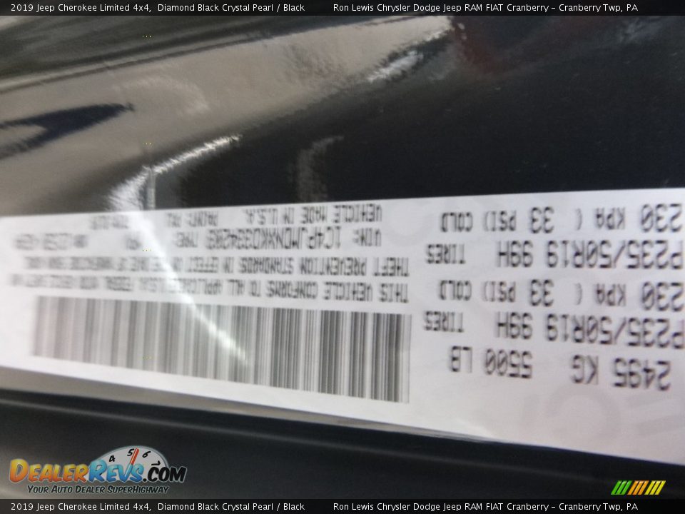2019 Jeep Cherokee Limited 4x4 Diamond Black Crystal Pearl / Black Photo #13