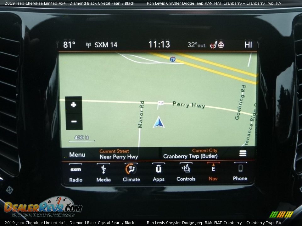 2019 Jeep Cherokee Limited 4x4 Diamond Black Crystal Pearl / Black Photo #16