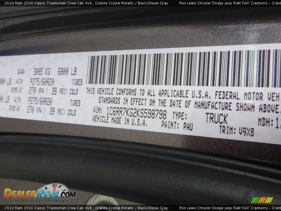 2019 Ram 1500 Classic Tradesman Crew Cab 4x4 Granite Crystal Metallic / Black/Diesel Gray Photo #16