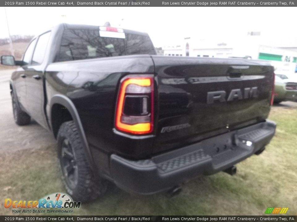 2019 Ram 1500 Rebel Crew Cab 4x4 Diamond Black Crystal Pearl / Black/Red Photo #3
