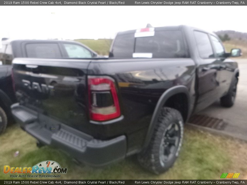 2019 Ram 1500 Rebel Crew Cab 4x4 Diamond Black Crystal Pearl / Black/Red Photo #5