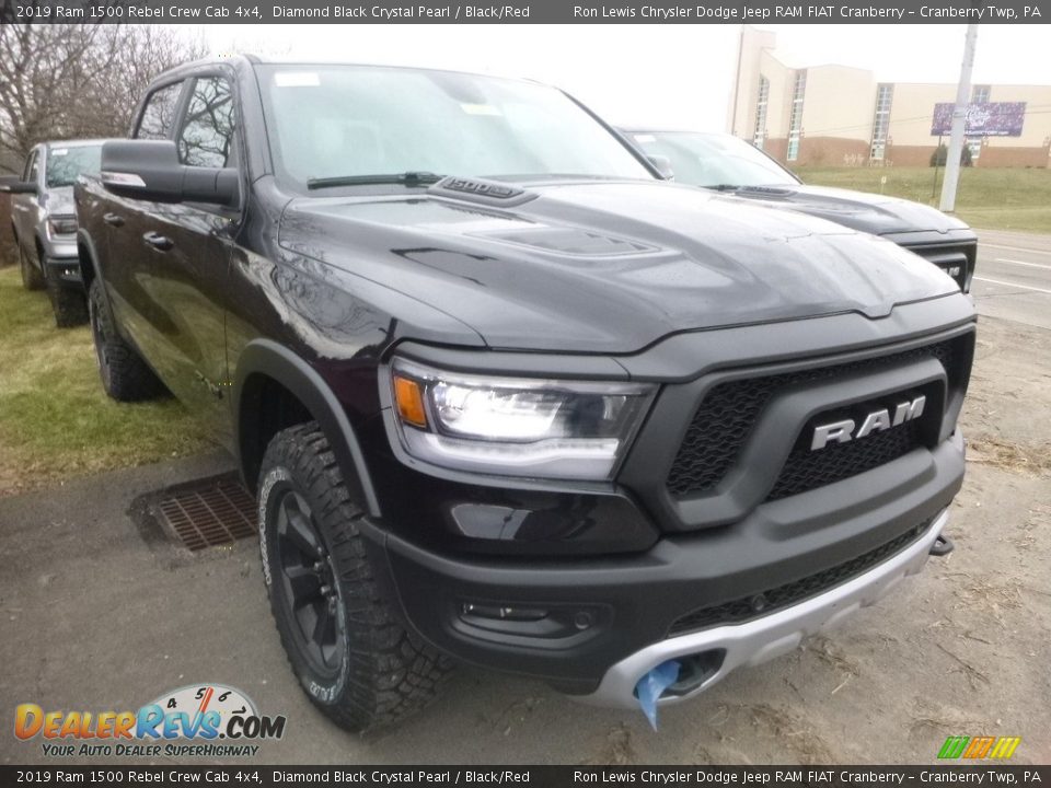 2019 Ram 1500 Rebel Crew Cab 4x4 Diamond Black Crystal Pearl / Black/Red Photo #10