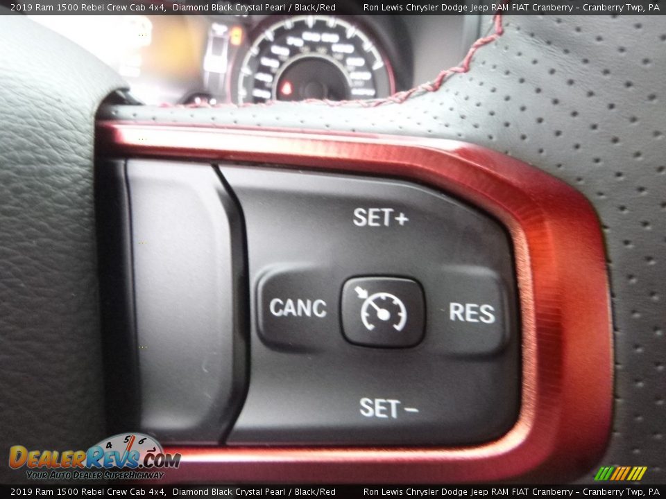 2019 Ram 1500 Rebel Crew Cab 4x4 Diamond Black Crystal Pearl / Black/Red Photo #18