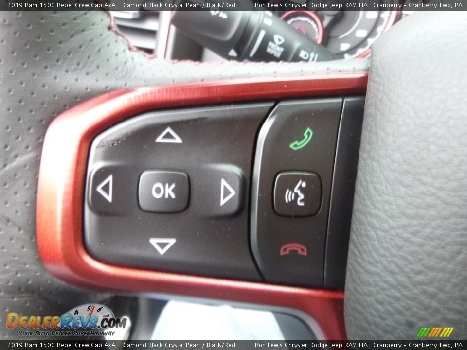 2019 Ram 1500 Rebel Crew Cab 4x4 Diamond Black Crystal Pearl / Black/Red Photo #19