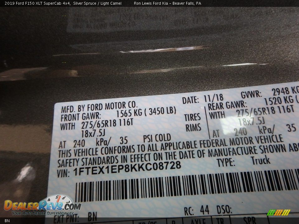 Ford Color Code BN Silver Spruce