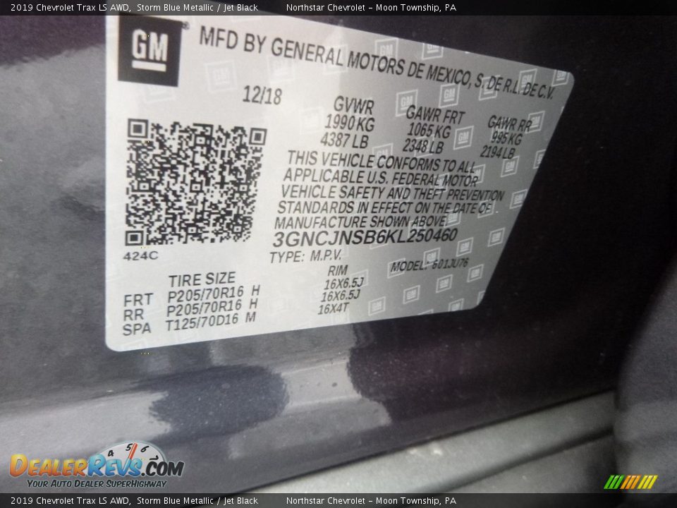 2019 Chevrolet Trax LS AWD Storm Blue Metallic / Jet Black Photo #17