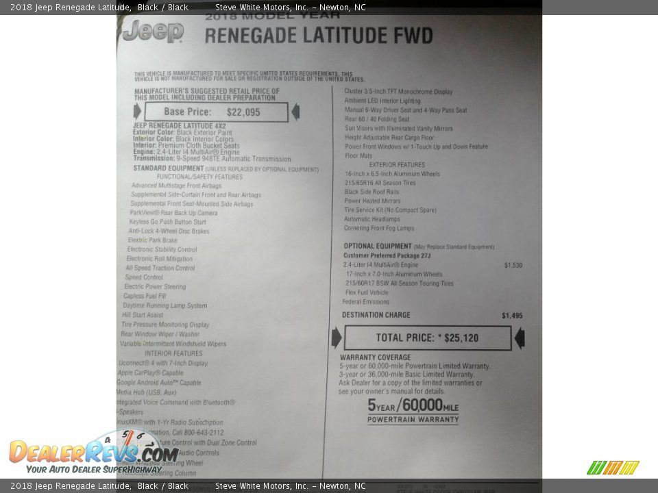 2018 Jeep Renegade Latitude Black / Black Photo #30