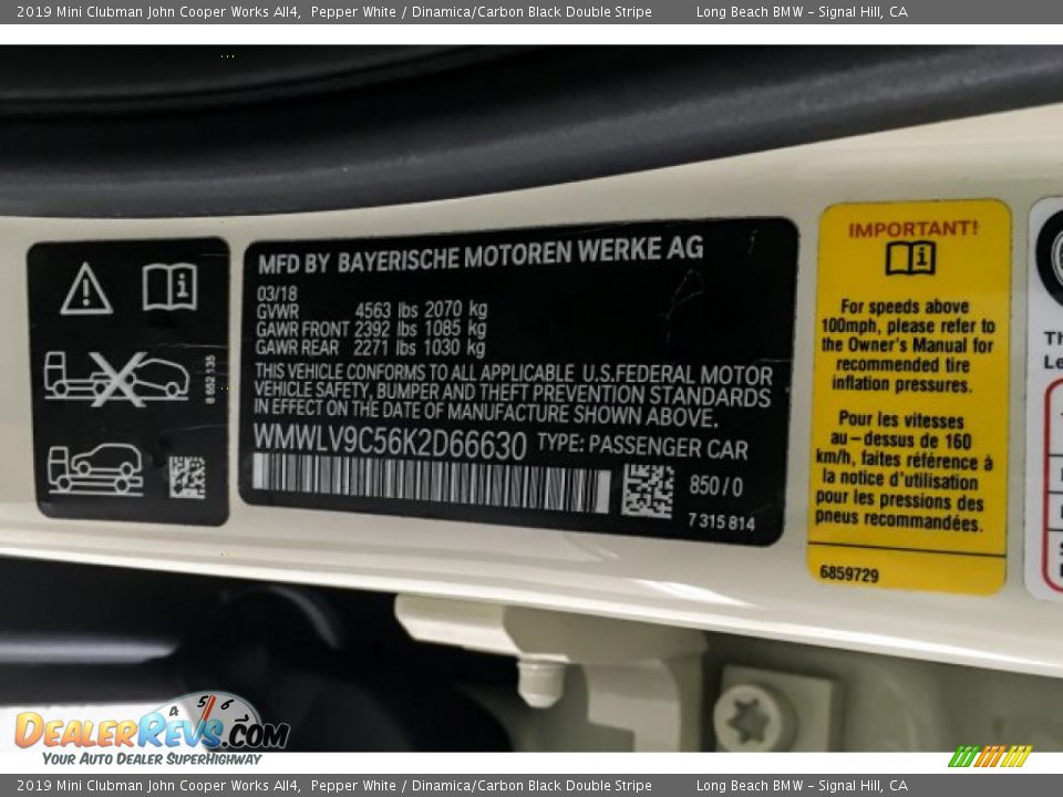 2019 Mini Clubman John Cooper Works All4 Pepper White / Dinamica/Carbon Black Double Stripe Photo #23