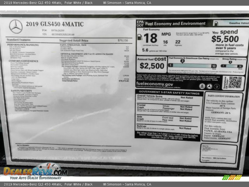 2019 Mercedes-Benz GLS 450 4Matic Polar White / Black Photo #10