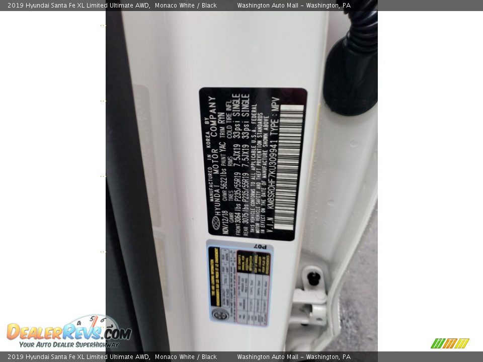 2019 Hyundai Santa Fe XL Limited Ultimate AWD Monaco White / Black Photo #18