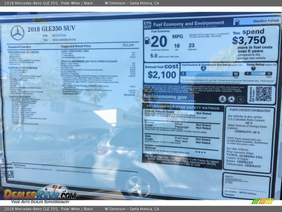 2018 Mercedes-Benz GLE 350 Polar White / Black Photo #10